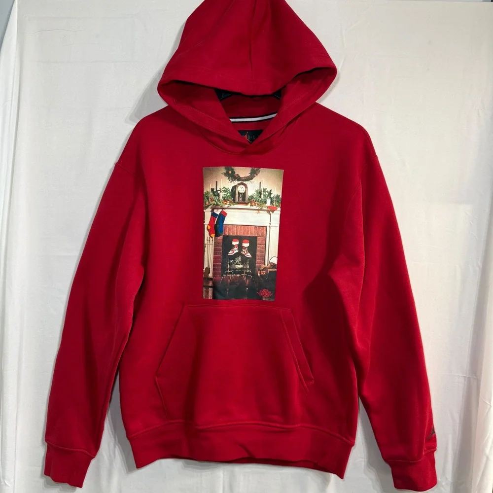 NEW‎ Nike Jordan Jumpman Men's Holiday Chimney Fleece Pullover Hoodie Red Small